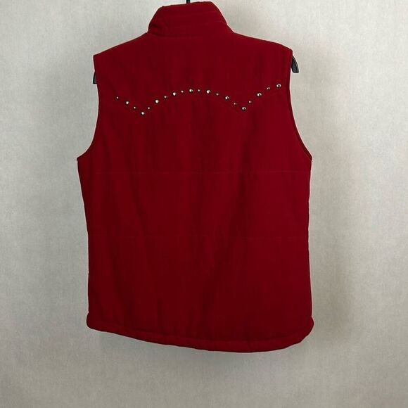 Cowgirl Up Womens Vest Sz Large Red Equestrian Snaps Pockets Polyester Suede - Picture 5 of 9